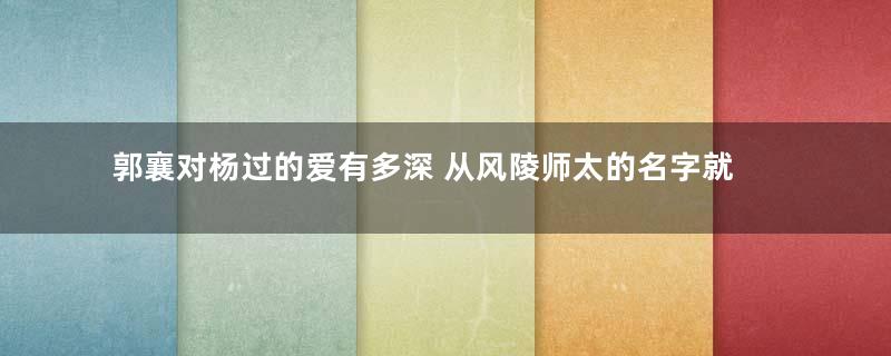 郭襄对杨过的爱有多深 从风陵师太的名字就看出来了